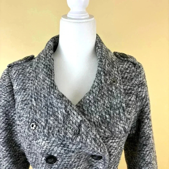 Sebby Heathered Gray Button Down Tie Waist Wool Blend Pea Coat Size L - Picture 5 of 16